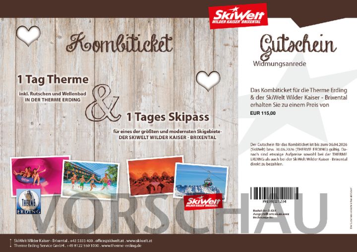 Kombiticket Skipass SkiWelt Therme Erding