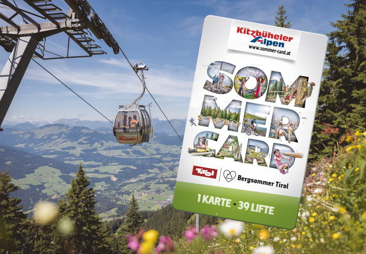 Abholschein Saisonkarte Kitzbüheler Alpen Sommercard SkiWelt Mitglied - Motiv Bergsee Sonnenaufgang